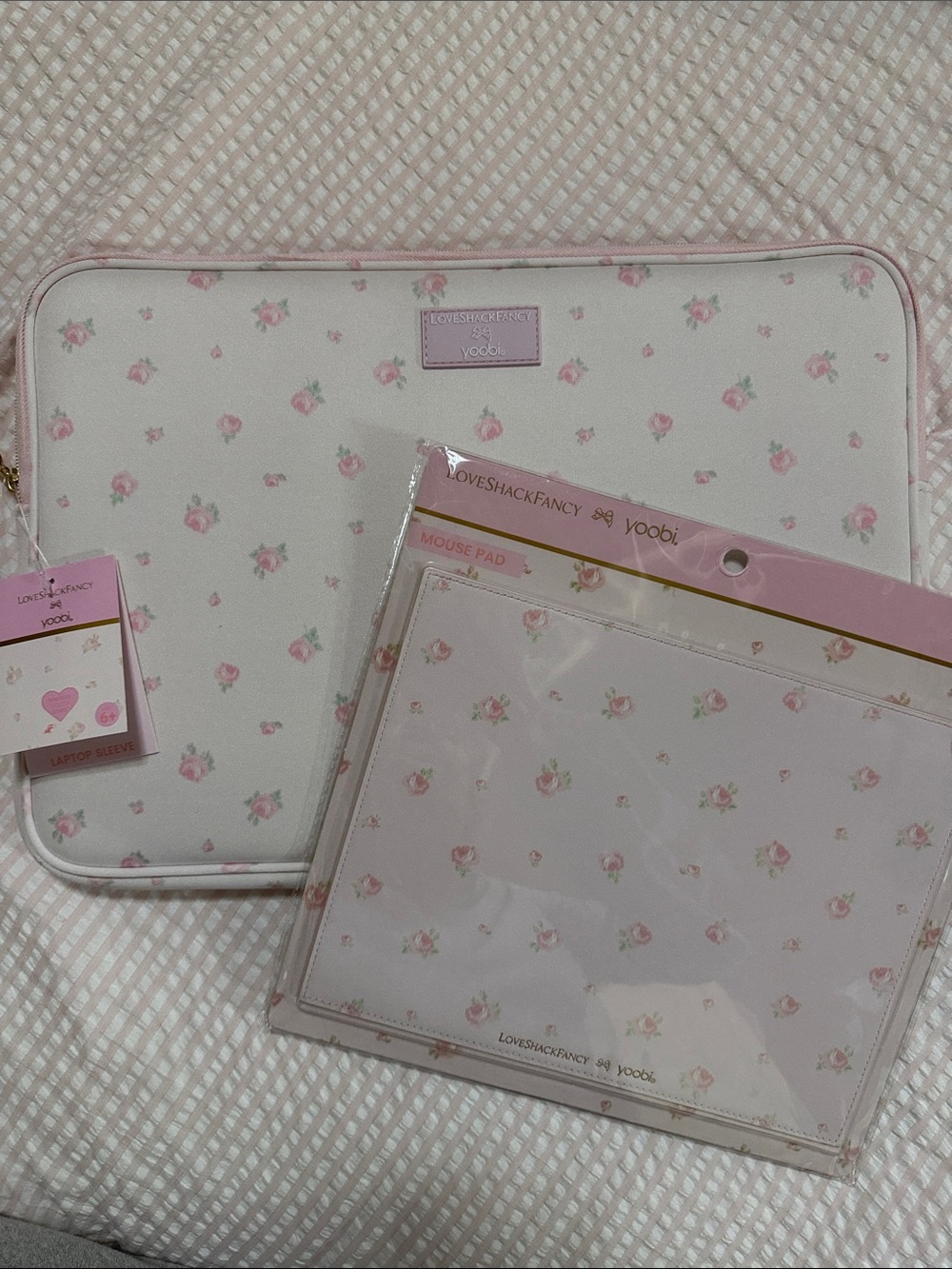 NWT Loveshackfancy Blooming Heirloom 15” Laptop Sleeve & Matching Mouse Pad